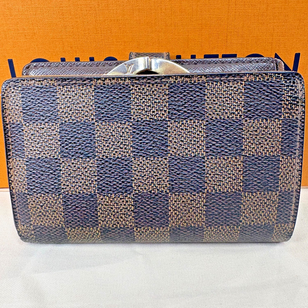 Louis Vuitton LV Damier Ebene Portefeuille Viennois French Kisslock Wallet Brown - Picture 16 of 16